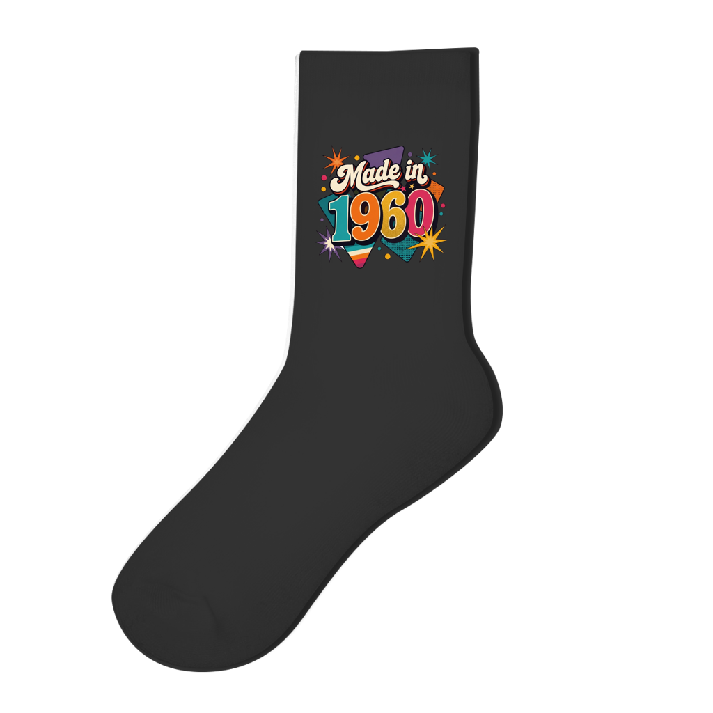 Socken "Made in 1960" (Retro-Sterne) schwarz
