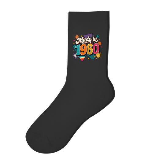 Socken "Made in 1960" (Retro-Sterne) schwarz