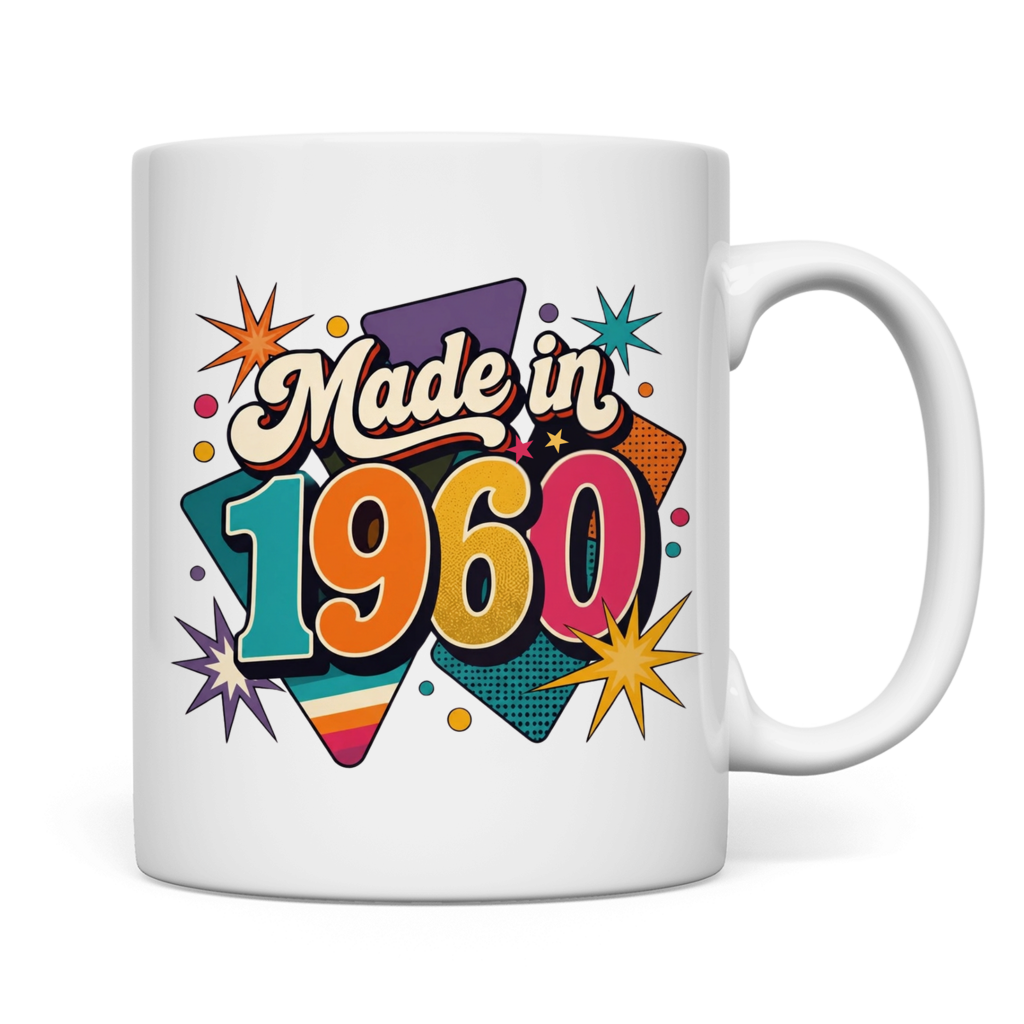 Tasse "Made in 1960" (Retro-Sterne) Rückseite