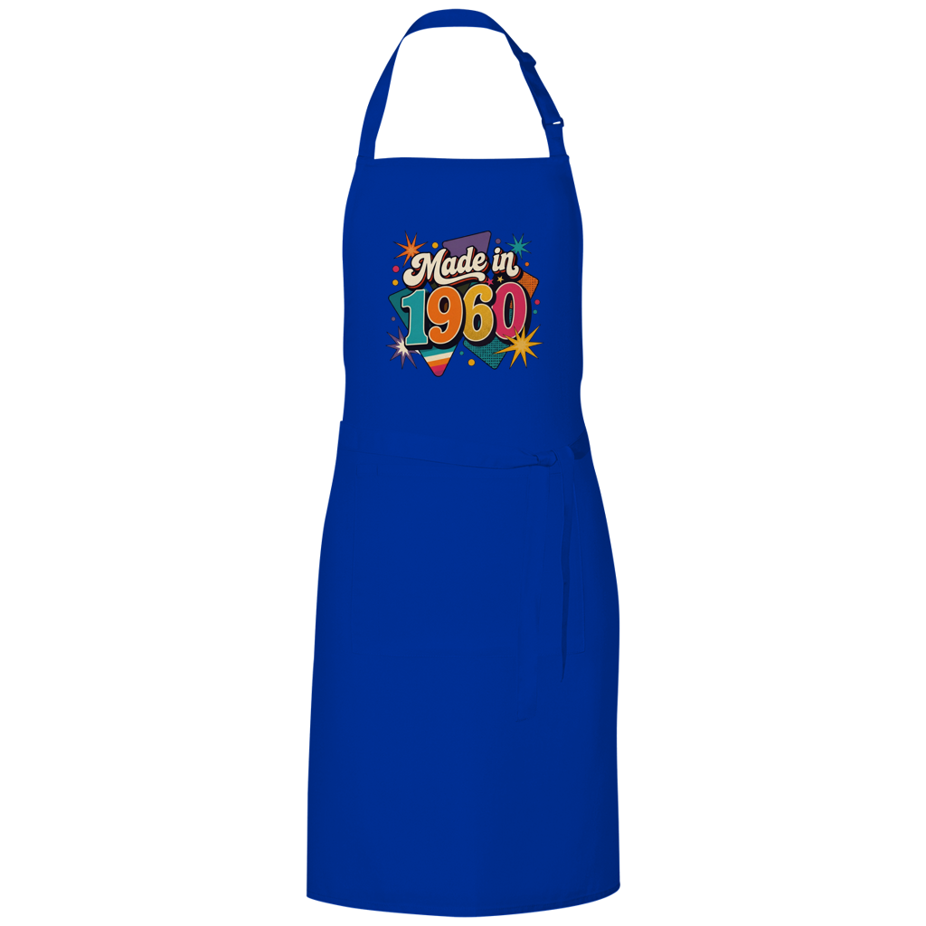 Grillschürze "Made in 1960" (Retro-Sterne) royalblau