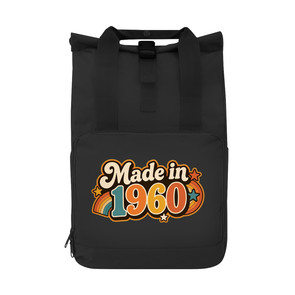 Rucksack "Made in 1960" (Retro-Motiv) schwarz
