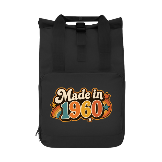 Rucksack "Made in 1960" (Retro-Motiv) schwarz