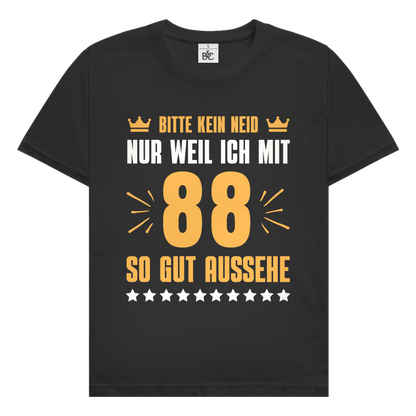 Herren T-Shirt "Bitte kein Neid, nur weil ich mit 88" (Orangenes Motiv)