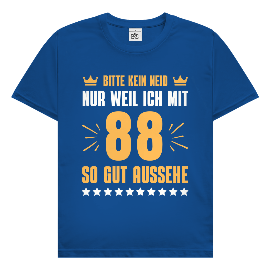 Herren T-Shirt "Bitte kein Neid, nur weil ich mit 88" (Orangenes Motiv)