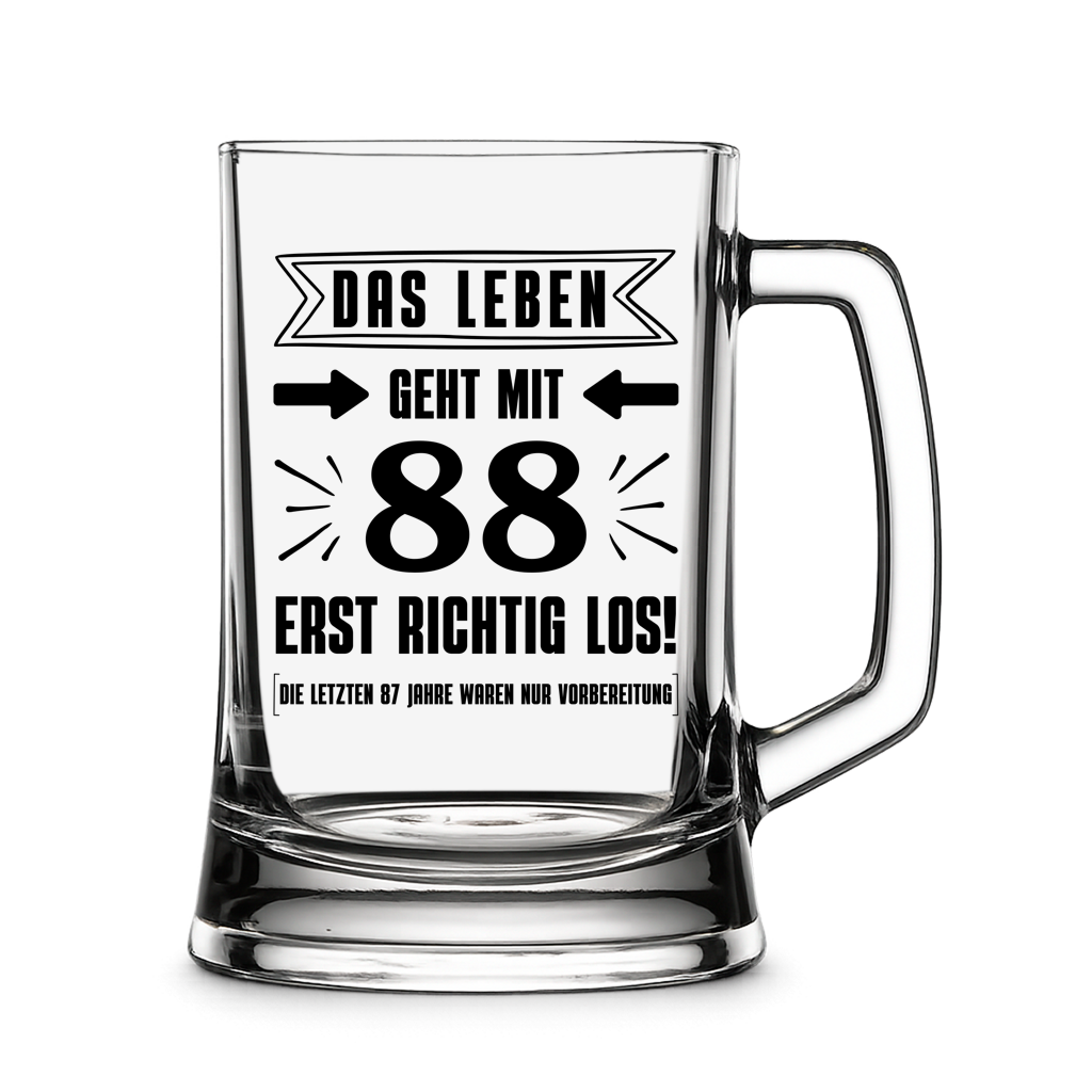Bierkrug "Das Leben geht mit 88 erst richtig los"