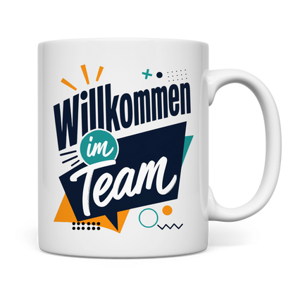 Tasse "Willkommen im Team" (Modern) Rückseite
