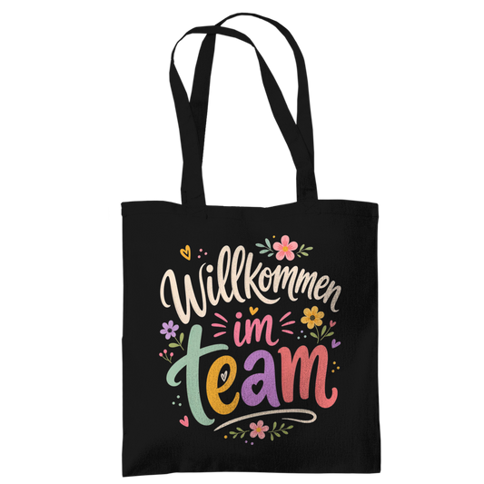 Tragetasche "Willkommen im Team" (Blumenmotiv)