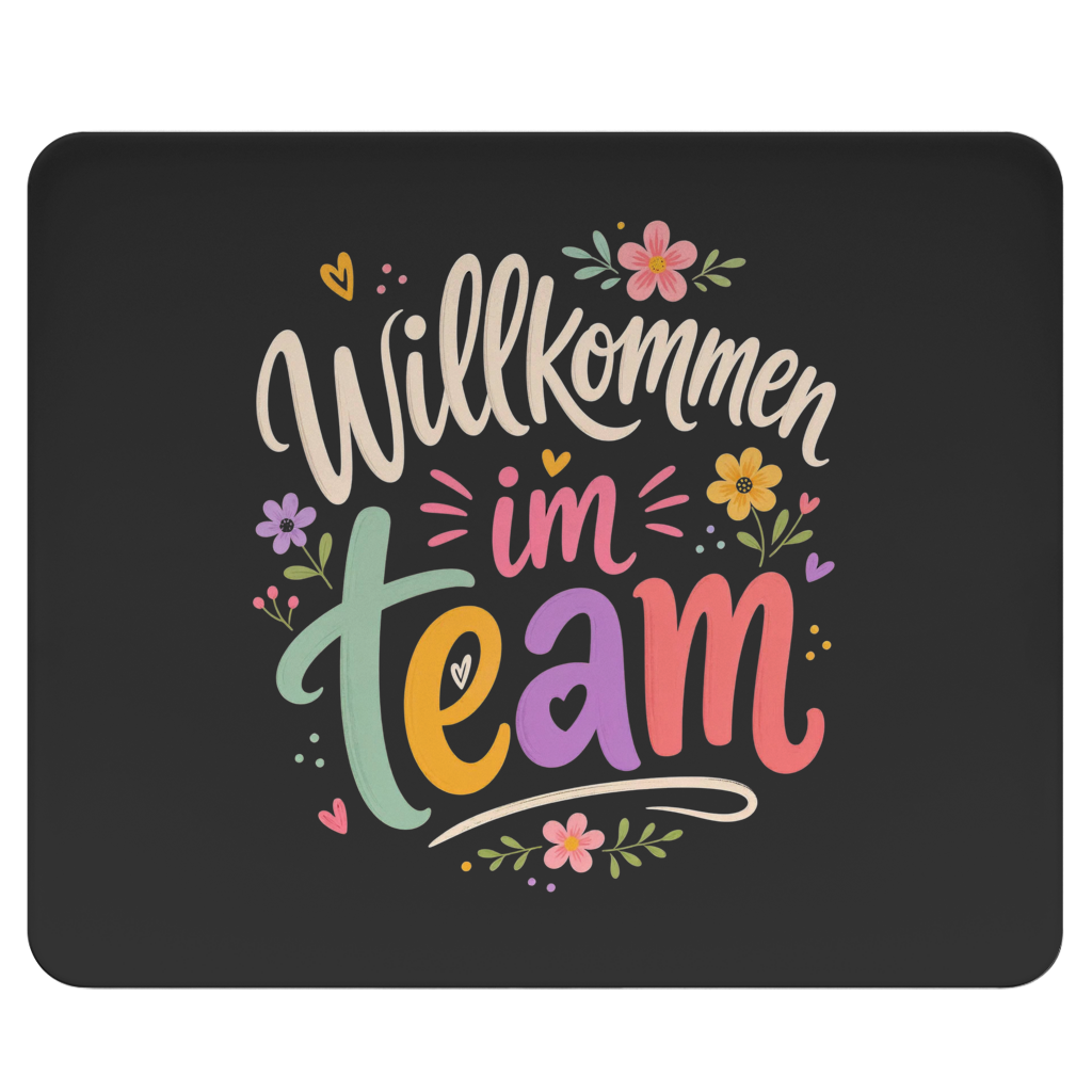 Mousepad "Willkommen im Team" (Blumenmotiv)