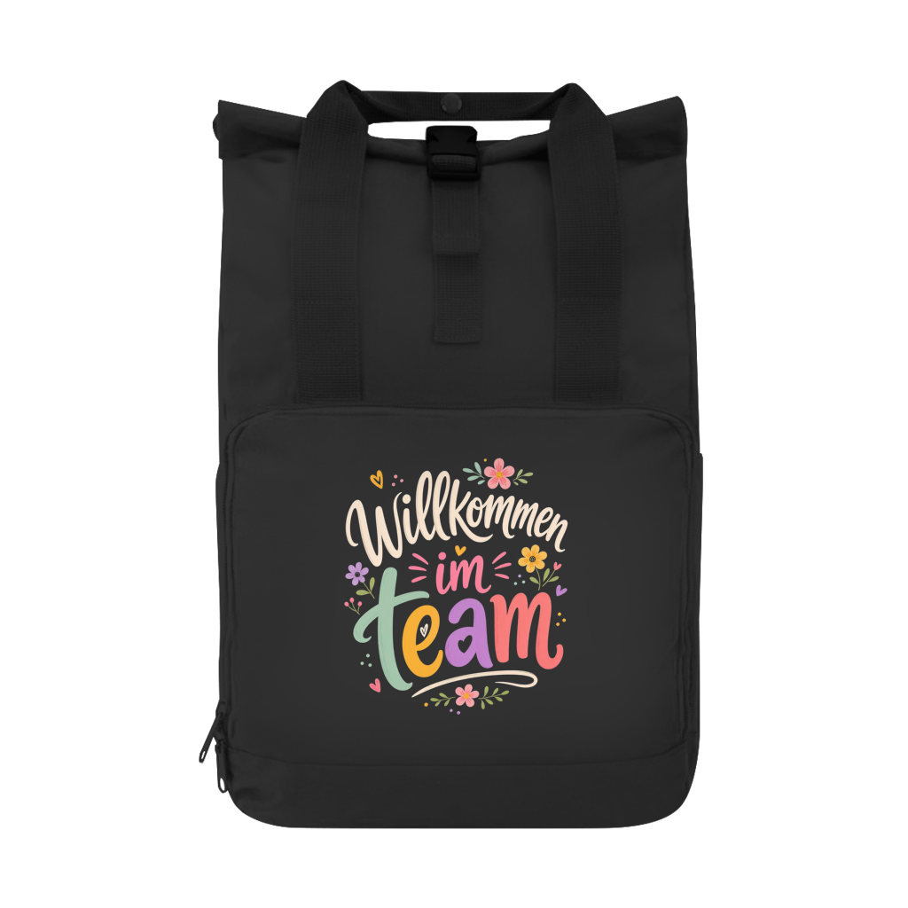 Rucksack "Willkommen im Team" (Blumenmotiv)