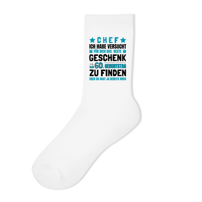 Socken "Chef - Das beste Geschenk zum 60. Geburtstag gefunden"