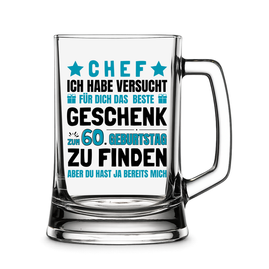 Bierkrug "Chef - Das beste Geschenk zum 60. Geburtstag gefunden"