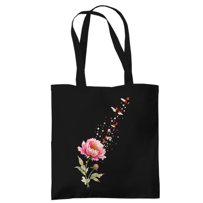 Tragetasche "Blume mit Marienkäfern" schwarz