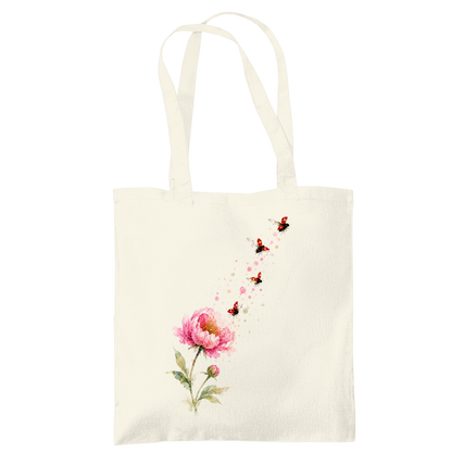 Tragetasche "Blume mit Marienkäfern" beige