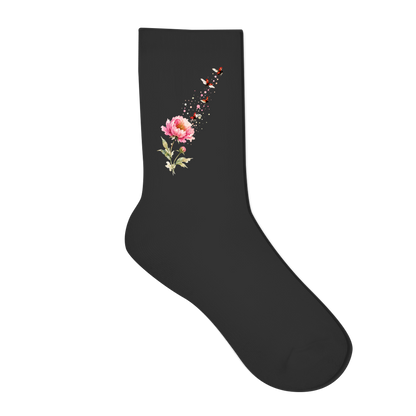 Socken "Blume mit Marienkäfern" schwarz Rückseite