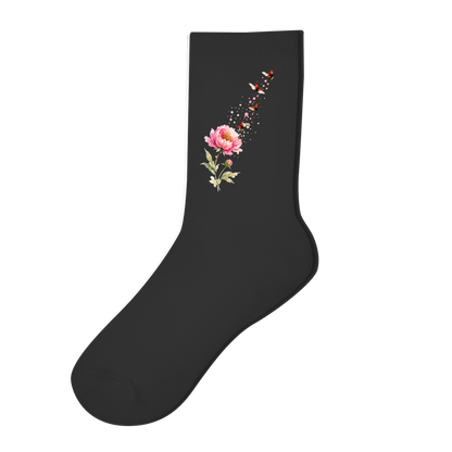 Socken "Blume mit Marienkäfern" schwarz