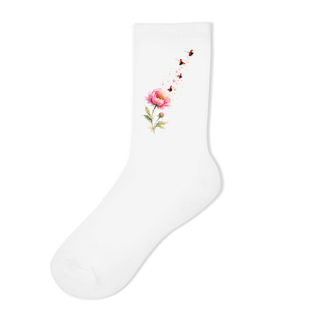 Socken "Blume mit Marienkäfern" weiß