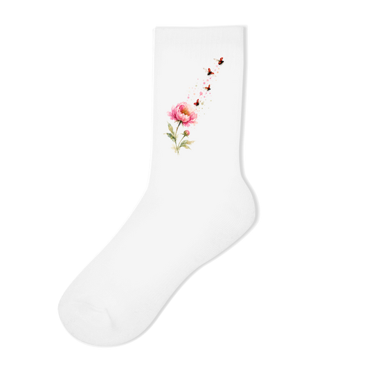 Socken "Blume mit Marienkäfern" weiß