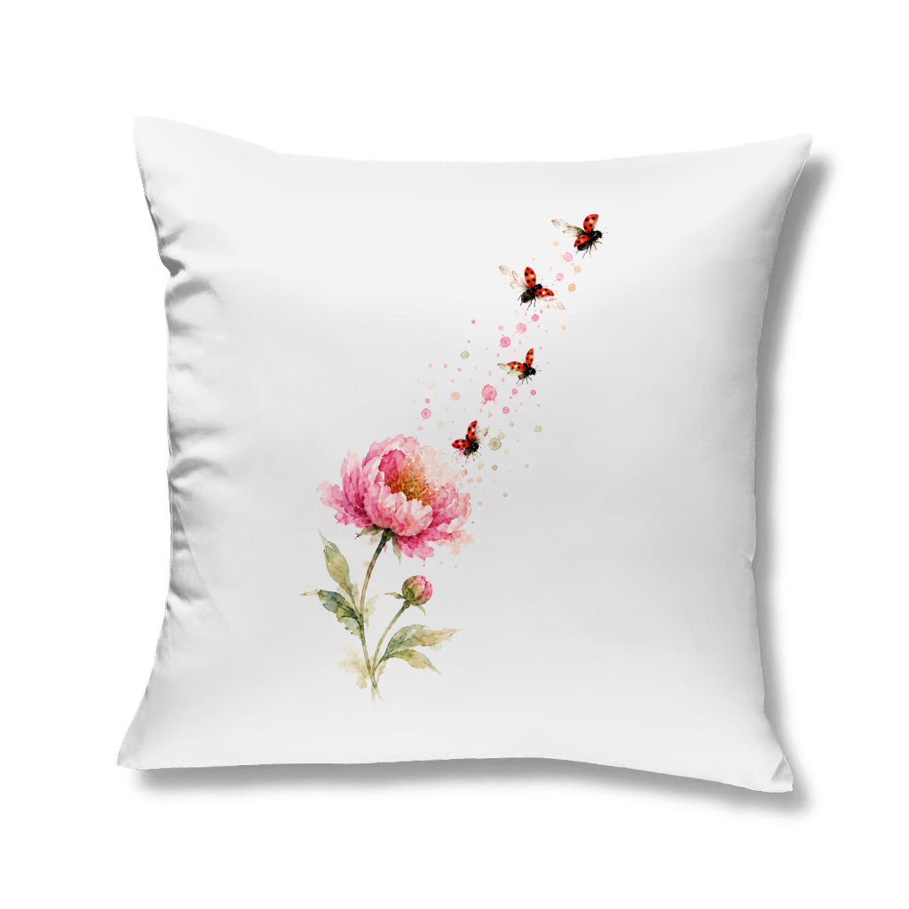 Sofakissen "Blume mit Marienkäfern"