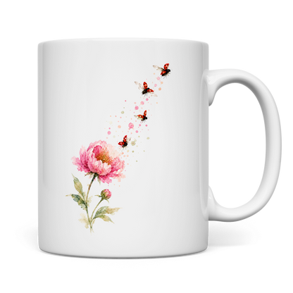 Tasse "Blume mit Marienkäfern" Rückseite