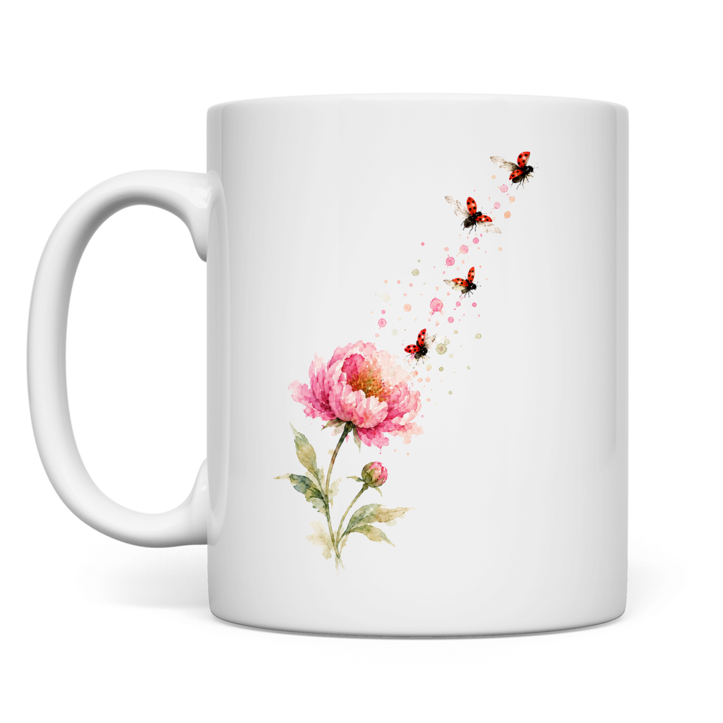 Tasse "Blume mit Marienkäfern"