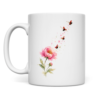 Tasse "Blume mit Marienkäfern"