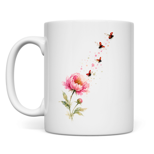 Tasse "Blume mit Marienkäfern"