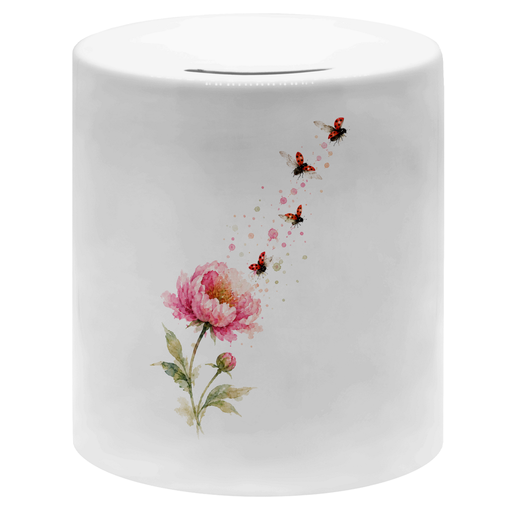 Spardose "Blume mit Marienkäfern"