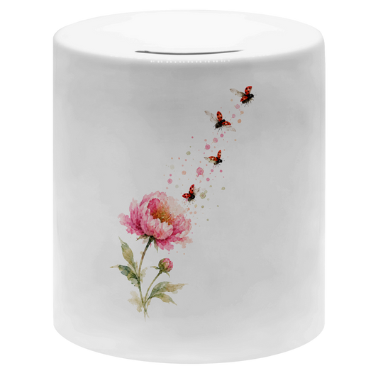 Spardose "Blume mit Marienkäfern"