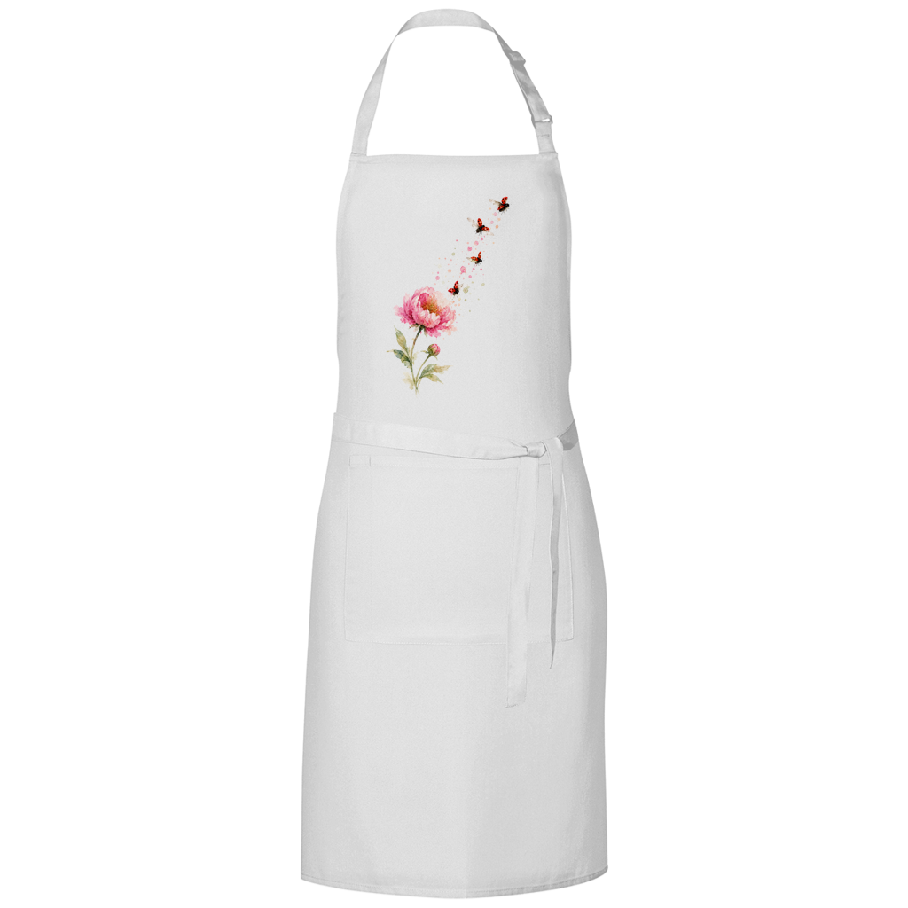 Grillschürze "Blume mit Marienkäfern" weiß