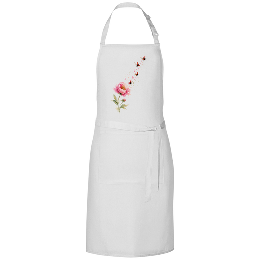 Grillschürze "Blume mit Marienkäfern" weiß