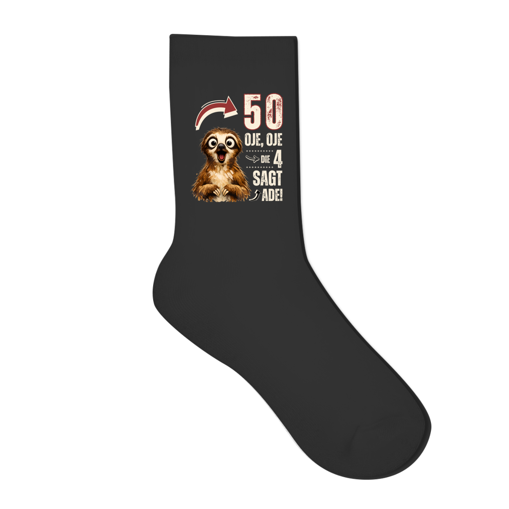 Socken "50 - Oje, Oje, die 4 sagt ade!" Rückseite