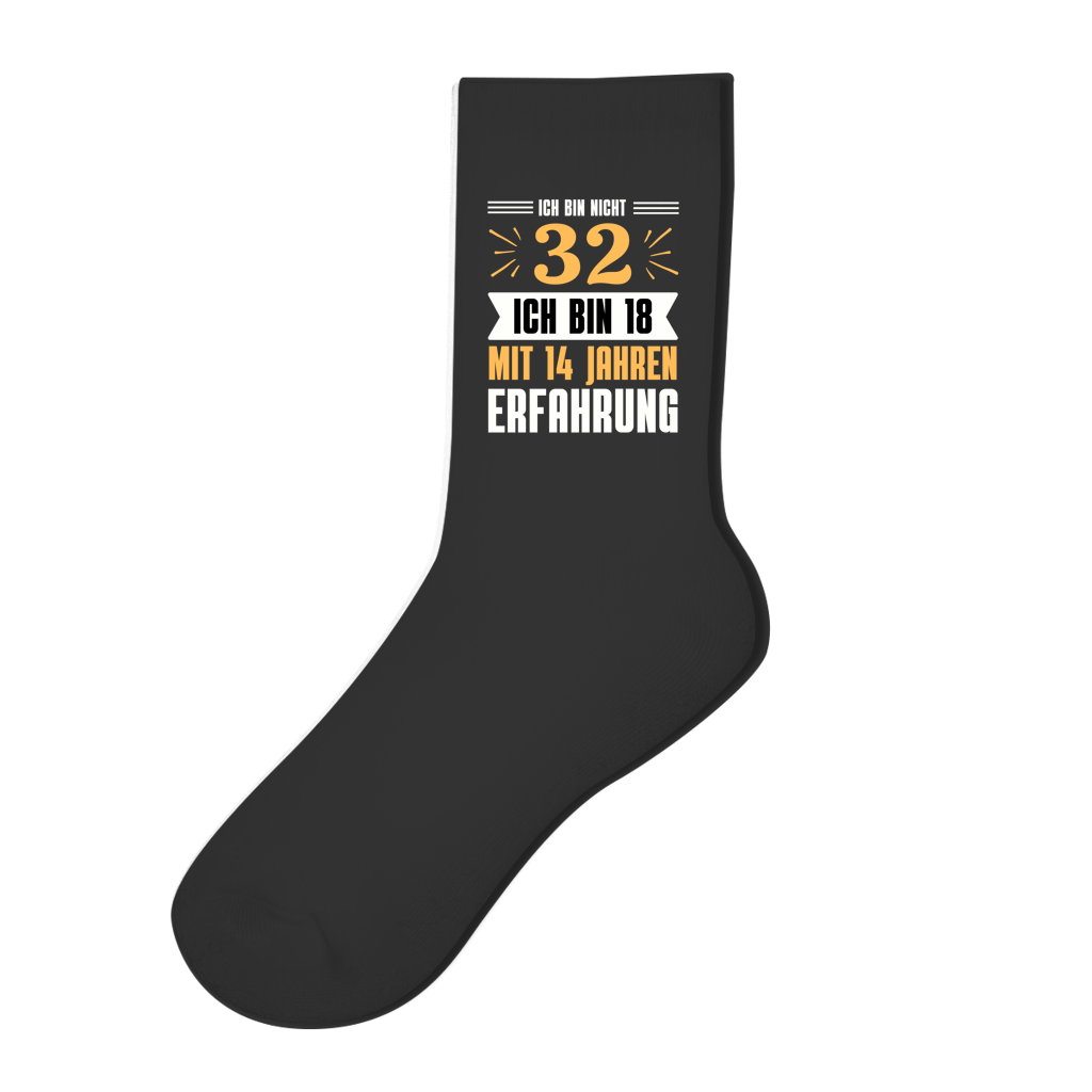 Socken "Ich bin nicht 32" (Orangenes Motiv)