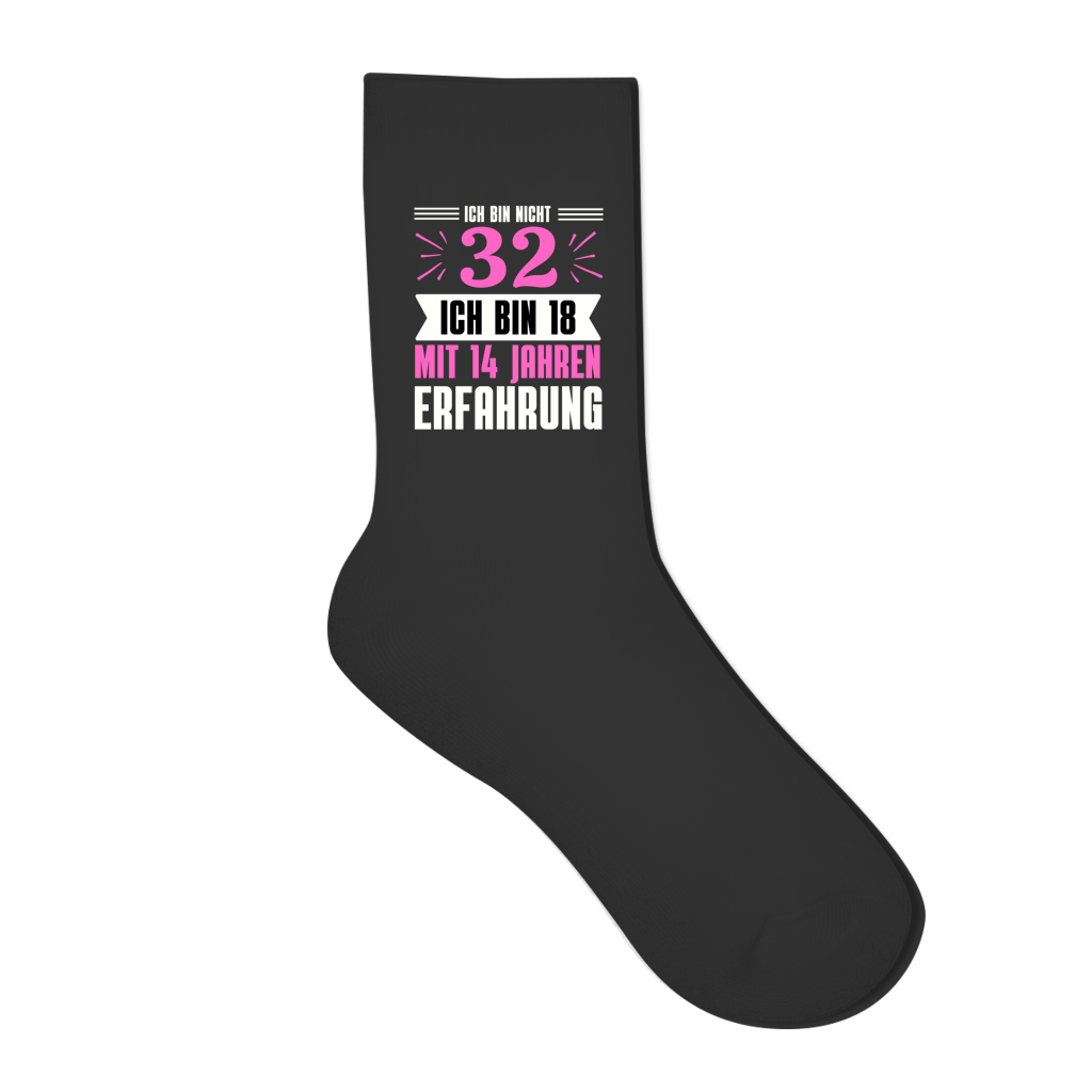 Socken "Ich bin nicht 32" (Pinkes Motiv)