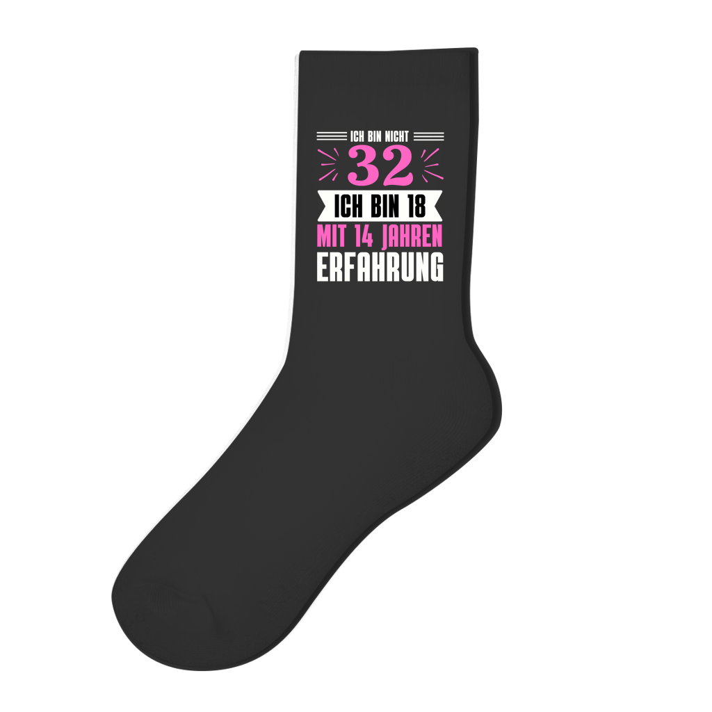 Socken "Ich bin nicht 32" (Pinkes Motiv)