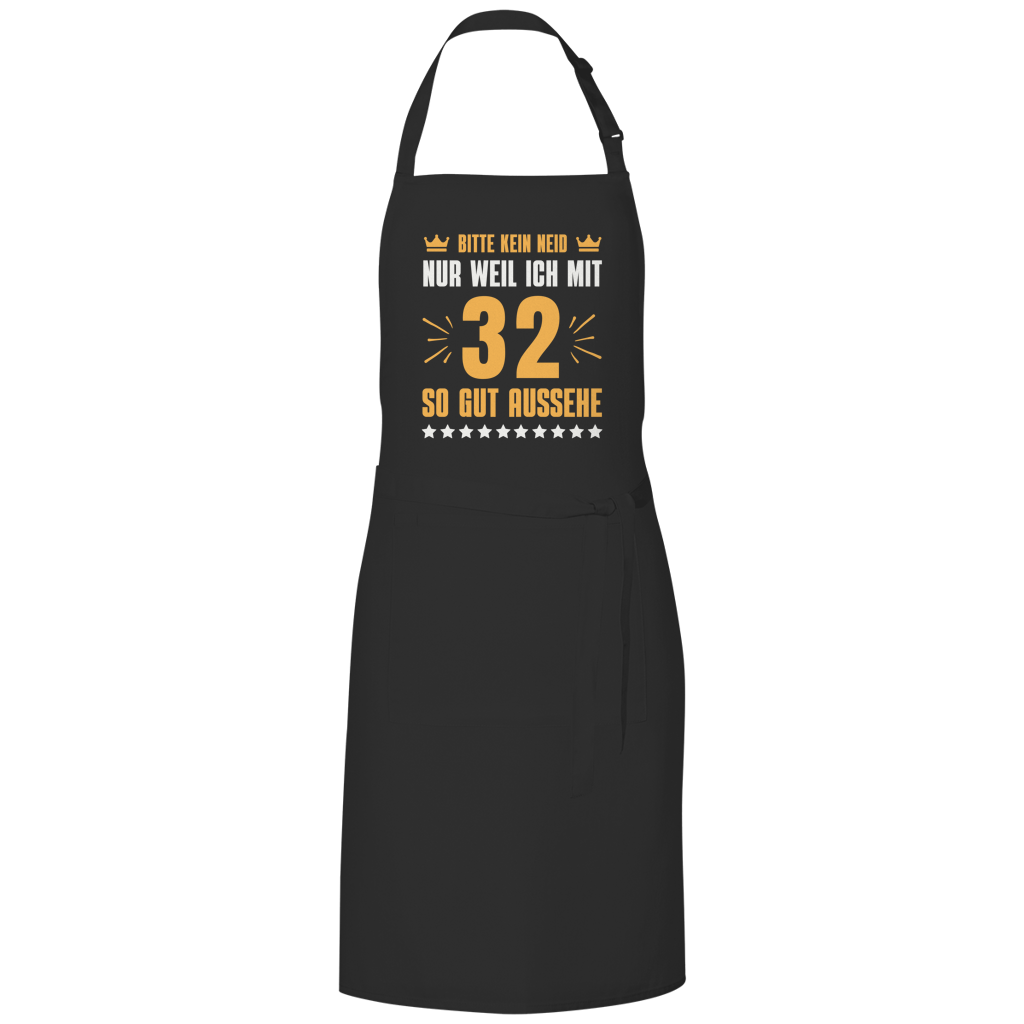 Grillschürze "Bitte kein Neid, nur weil ich mit 32" (Orangenes Motiv)