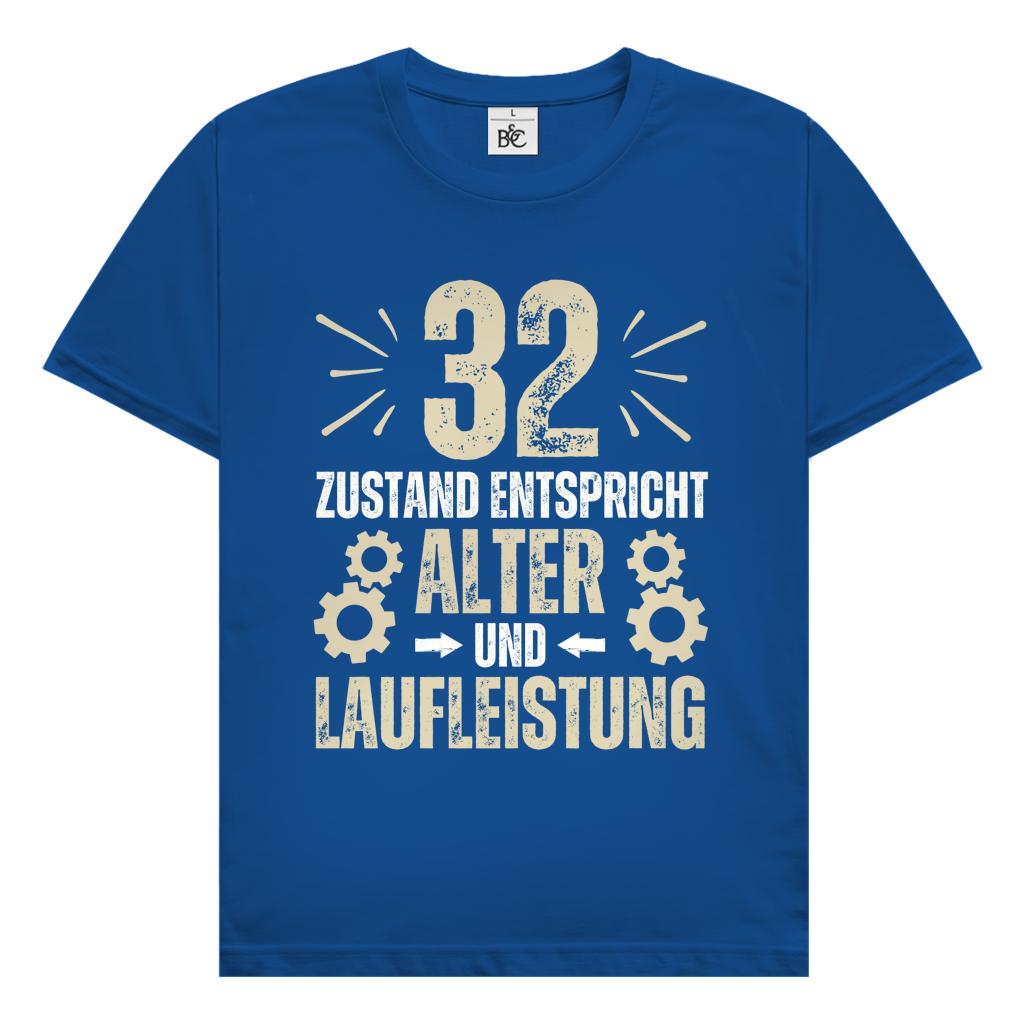 Herren T-Shirt "32 - Zustand entspricht Alter und Laufleistung"