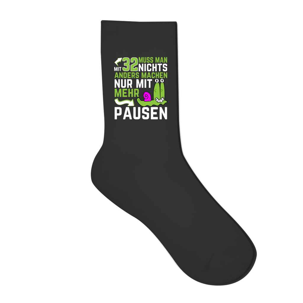 Socken "Mit 32 muss man nichts anders machen, nur mit mehr Pausen"