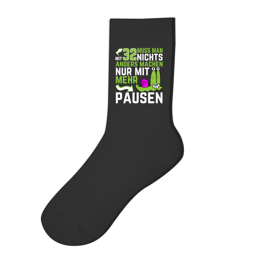 Socken "Mit 32 muss man nichts anders machen, nur mit mehr Pausen"