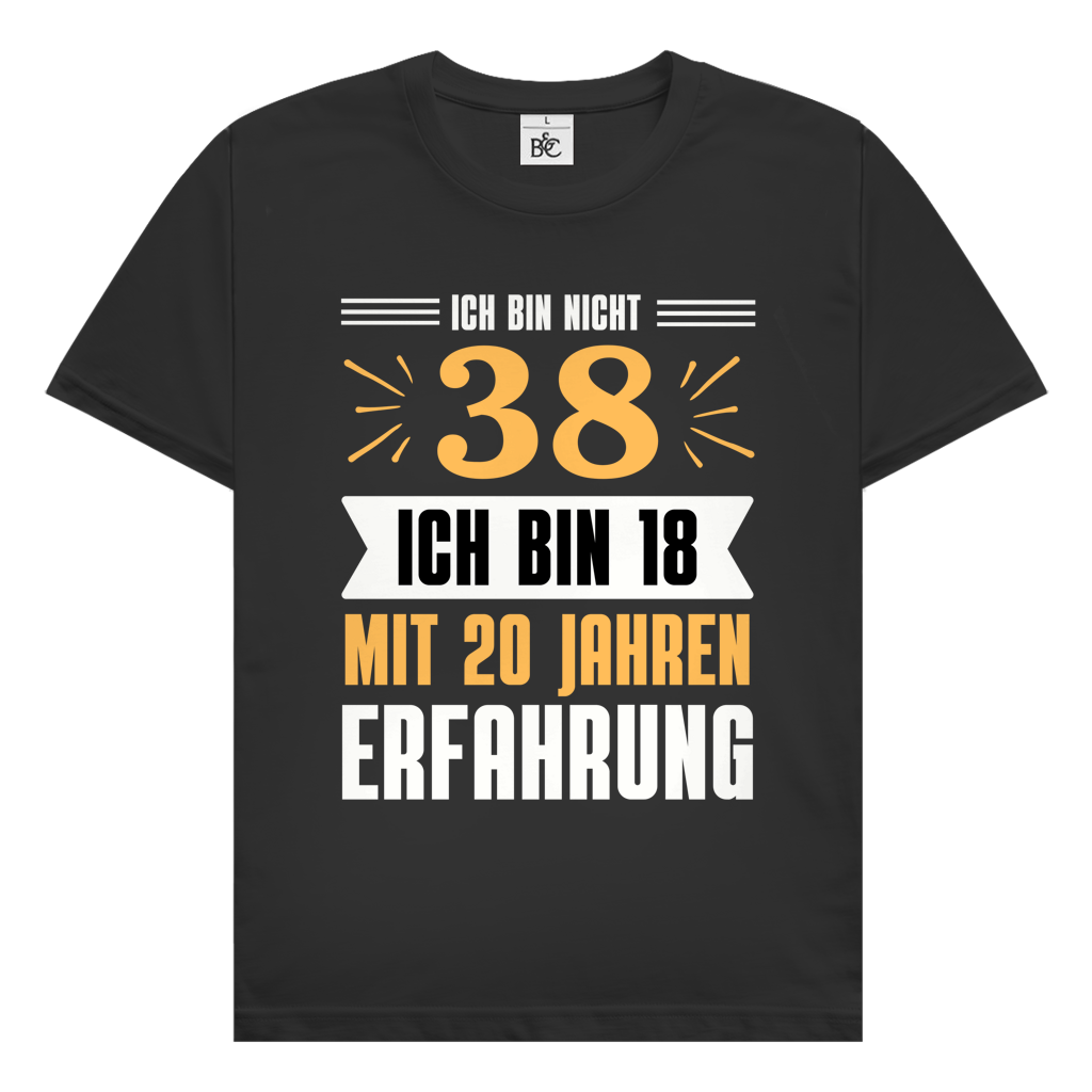 Herren T-Shirt "Ich bin nicht 38" (Orangenes Motiv)