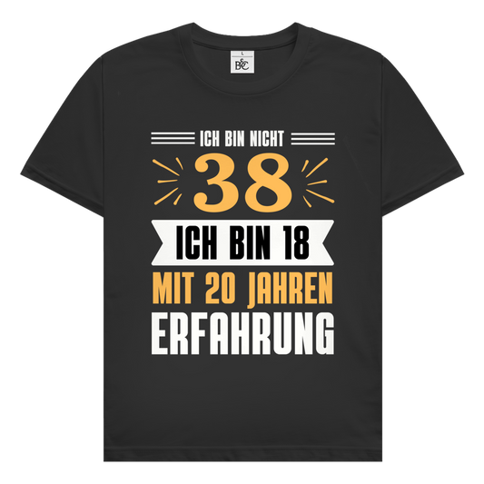 Herren T-Shirt "Ich bin nicht 38" (Orangenes Motiv)