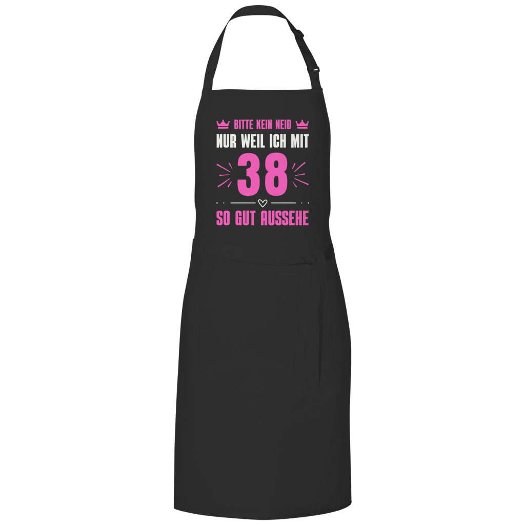 Grillschürze "Bitte kein Neid, nur weil ich mit 38" (Pinkes Motiv)