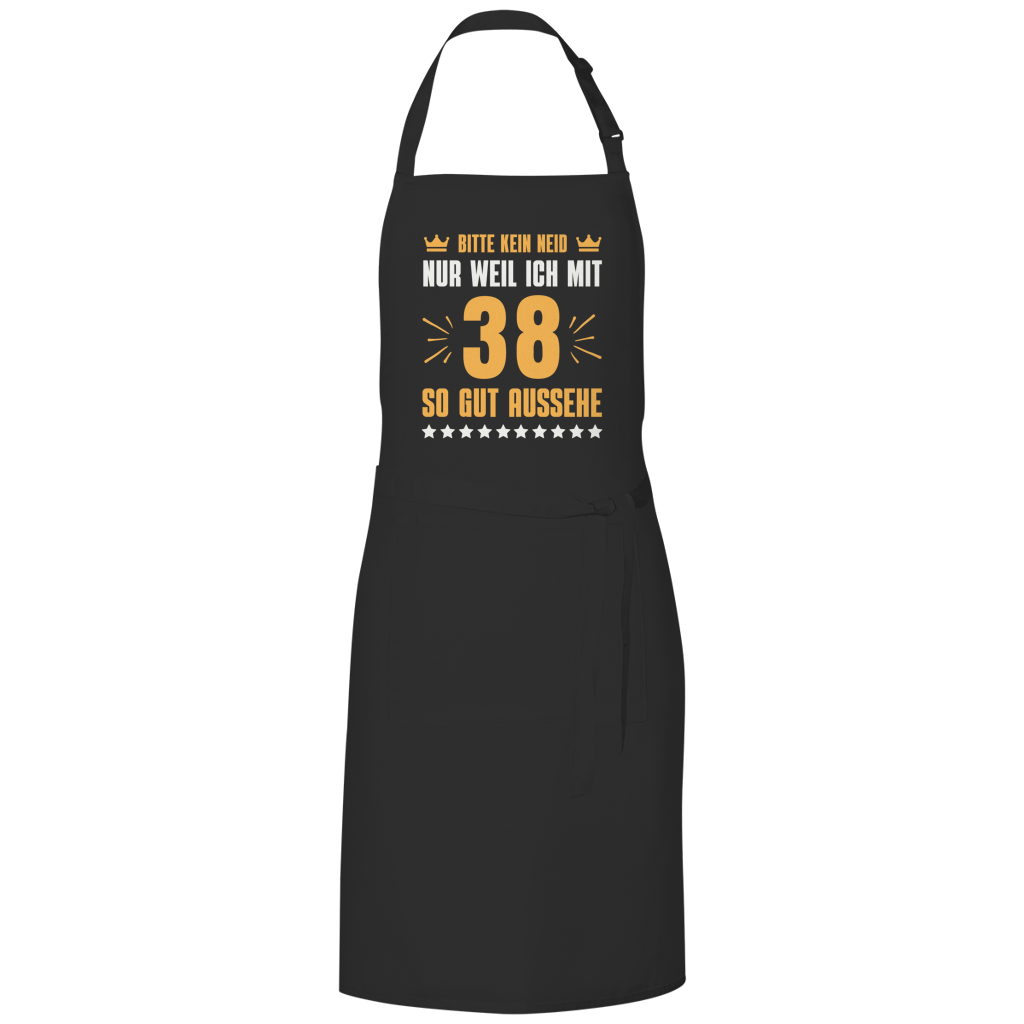 Grillschürze "Bitte kein Neid, nur weil ich mit 38" (Orangenes Motiv)