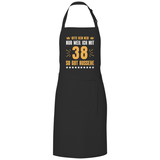 Grillschürze "Bitte kein Neid, nur weil ich mit 38" (Orangenes Motiv)