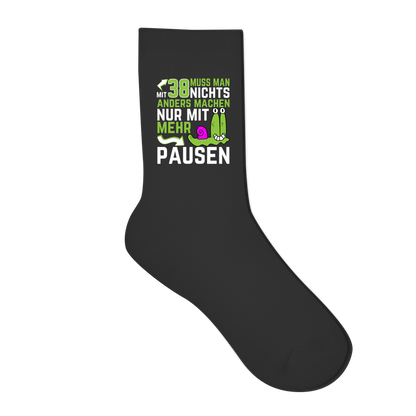 Socken "Mit 38 muss man nichts anders machen, nur mit mehr Pausen"