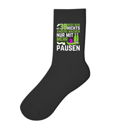 Socken "Mit 38 muss man nichts anders machen, nur mit mehr Pausen"