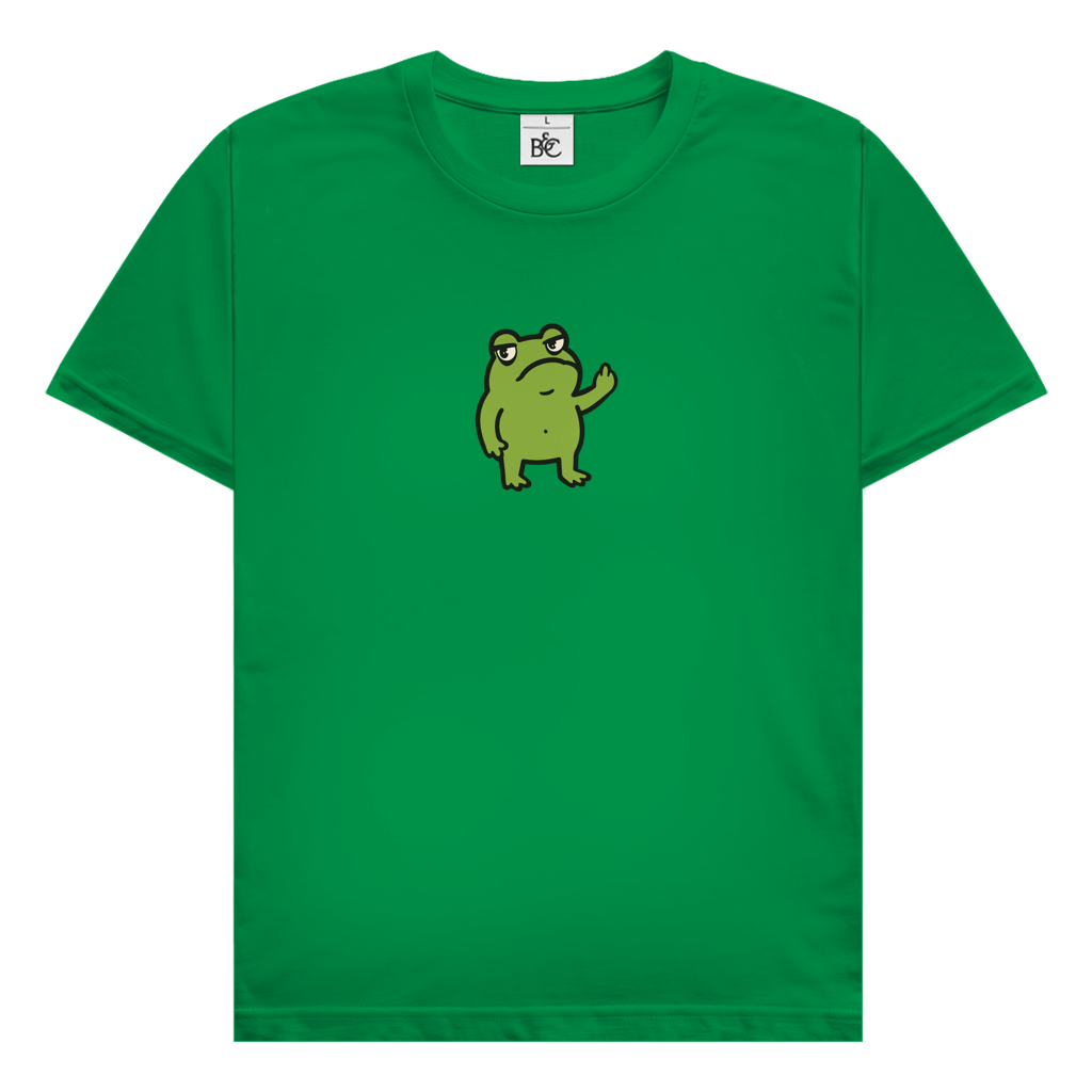 Herren T-Shirt "Lustiger Frosch zeigt Mittelfinger" grün