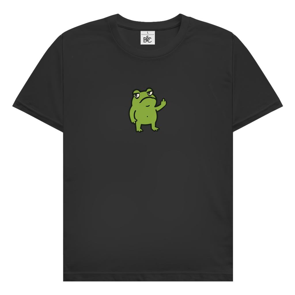 Herren T-Shirt "Lustiger Frosch zeigt Mittelfinger" schwarz