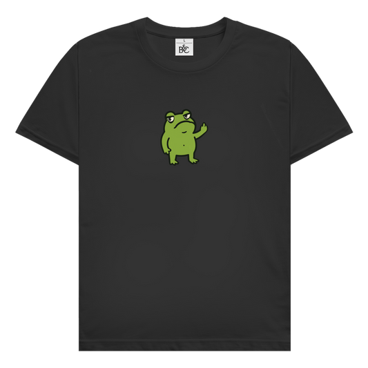 Herren T-Shirt "Lustiger Frosch zeigt Mittelfinger" schwarz