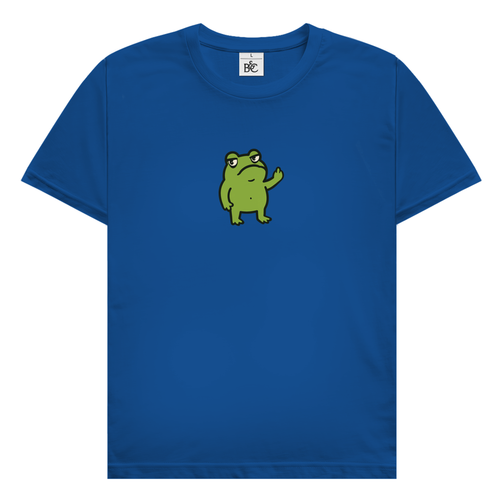 Herren T-Shirt "Lustiger Frosch zeigt Mittelfinger" blau