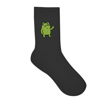 Socken "Lustiger Frosch zeigt Mittelfinger" schwarz Rückseite